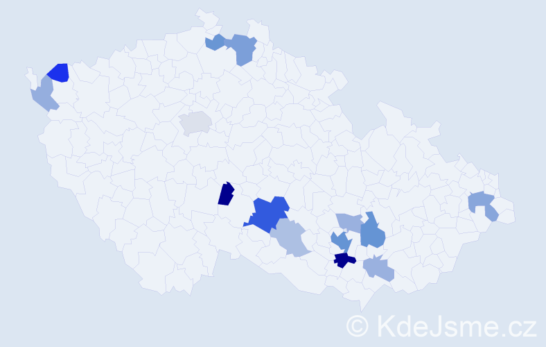 Příjmení: 'Kyršová', počet výskytů 34 v celé ČR
