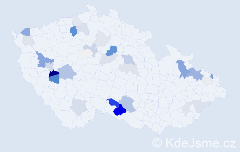 Příjmení: 'Noháčková', počet výskytů 66 v celé ČR