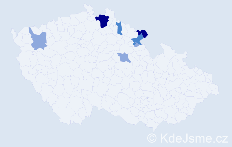 Příjmení: 'Bůnová', počet výskytů 17 v celé ČR