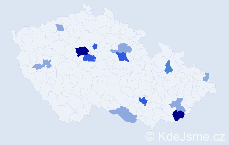 Příjmení: 'Gavalec', počet výskytů 34 v celé ČR