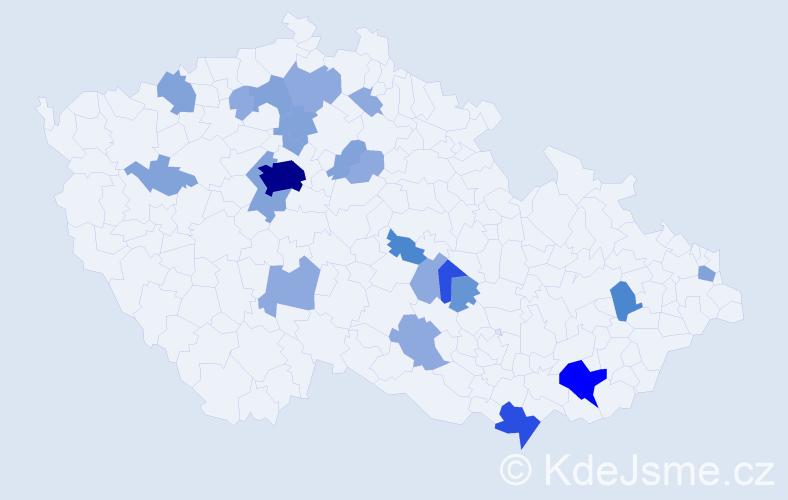 Příjmení: 'Remeňová', počet výskytů 58 v celé ČR