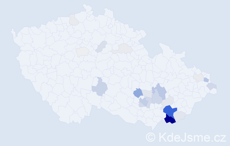 Příjmení: 'Páčová', počet výskytů 89 v celé ČR