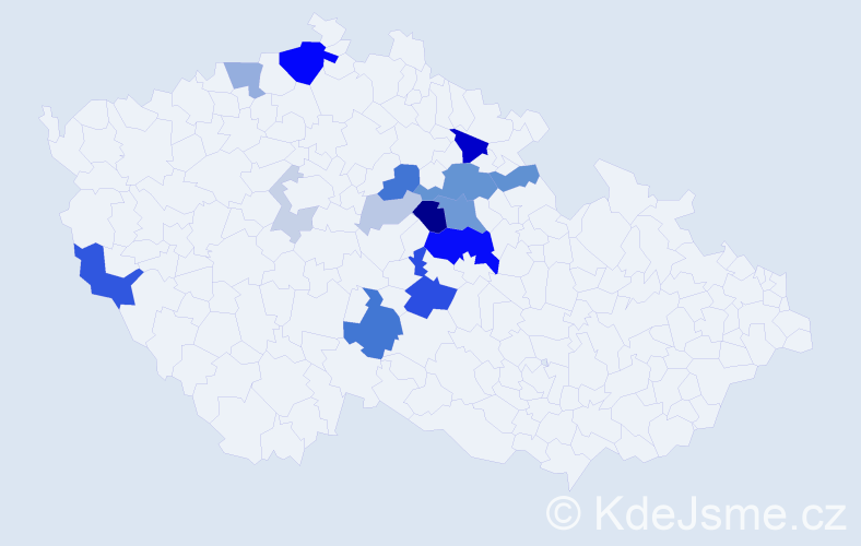 Příjmení: 'Knická', počet výskytů 46 v celé ČR