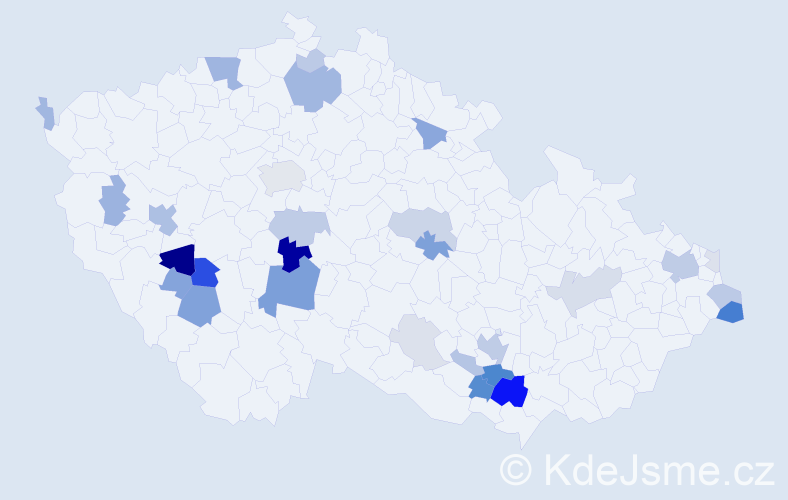 Příjmení: 'Helma', počet výskytů 97 v celé ČR