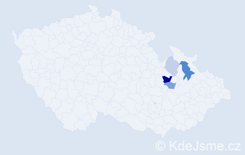 Příjmení: 'Haizner', počet výskytů 8 v celé ČR