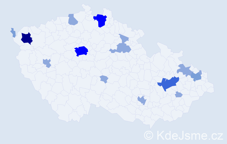 Příjmení: 'Guba', počet výskytů 34 v celé ČR