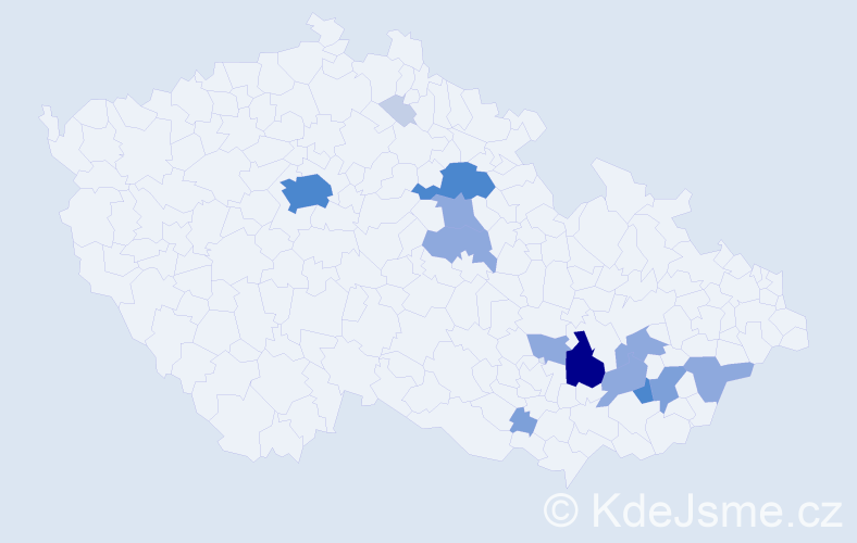 Příjmení: 'Tilšer', počet výskytů 45 v celé ČR