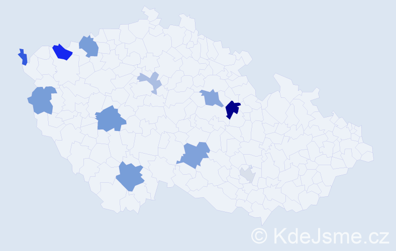 Příjmení: 'Mesarč', počet výskytů 20 v celé ČR