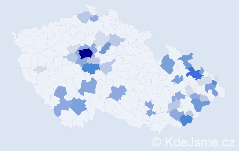 Příjmení: 'Kubelová', počet výskytů 160 v celé ČR