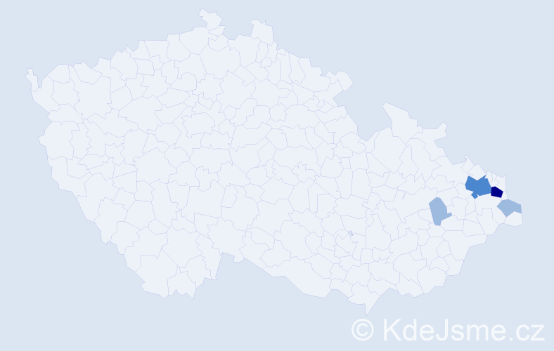 Příjmení: 'Dzidková', počet výskytů 8 v celé ČR