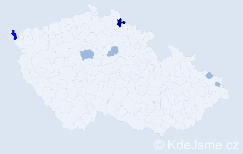 Příjmení: 'Bajcár', počet výskytů 11 v celé ČR