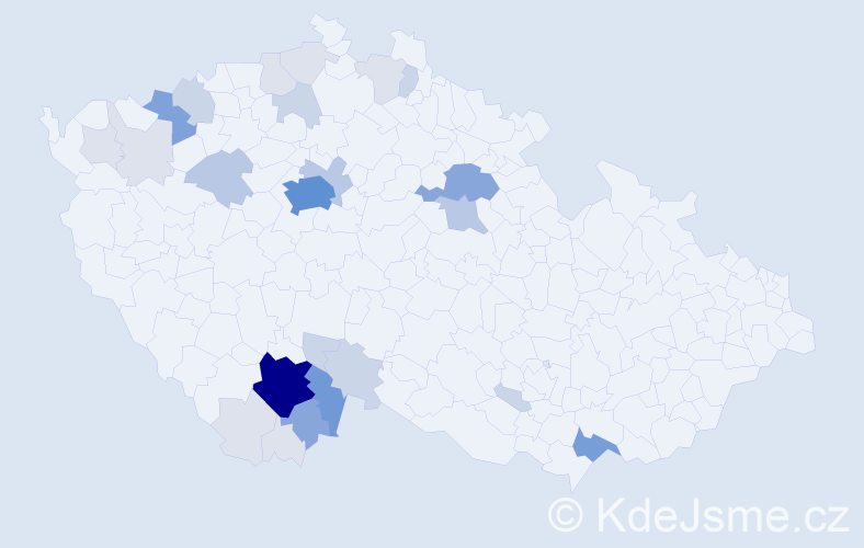 Příjmení: 'Bartyzal', počet výskytů 102 v celé ČR