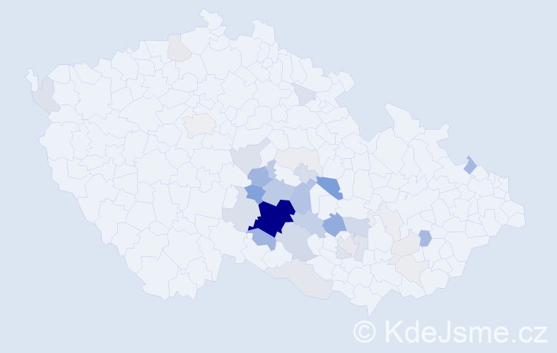 Příjmení: 'Koumar', počet výskytů 148 v celé ČR