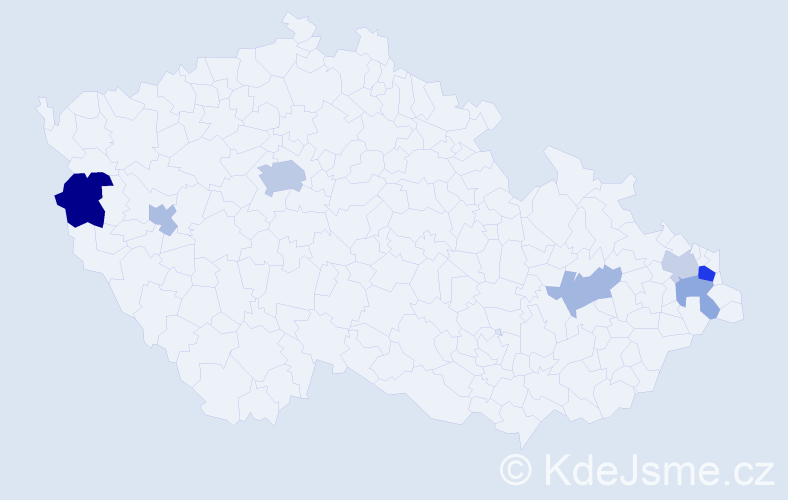 Příjmení: 'Kabzan', počet výskytů 13 v celé ČR