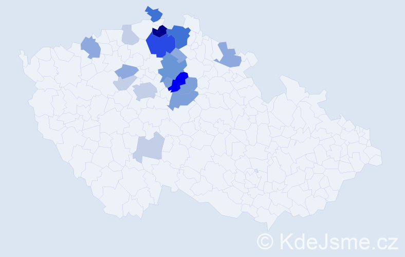 Příjmení: 'Čmugr', počet výskytů 64 v celé ČR