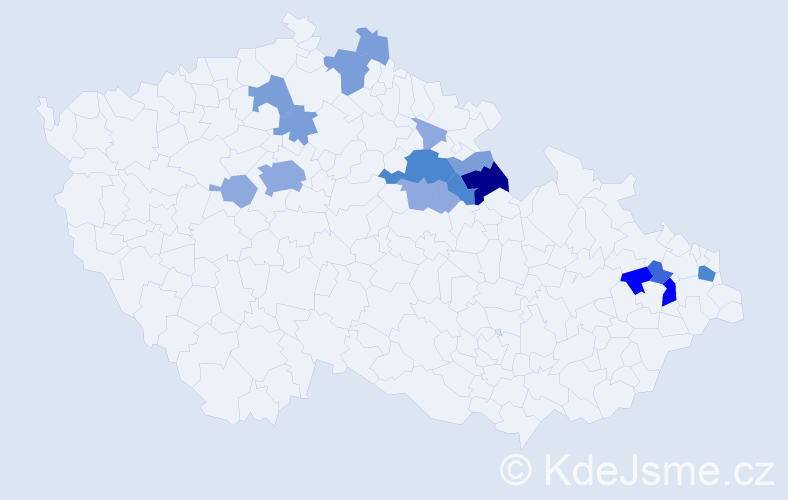 Příjmení: 'Podstavková', počet výskytů 45 v celé ČR