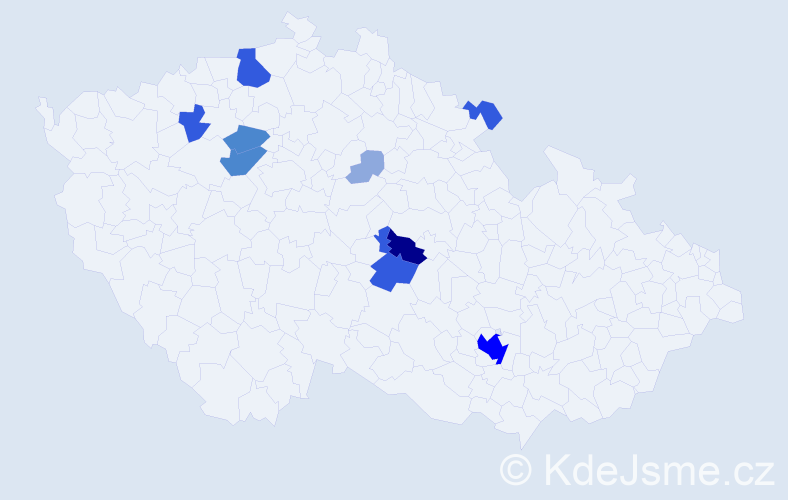 Příjmení: 'Bažoutová', počet výskytů 26 v celé ČR