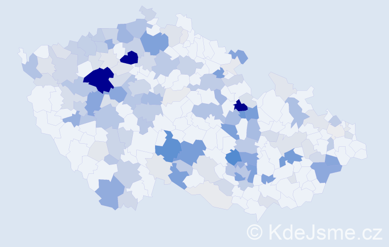Příjmení: 'Kapoun', počet výskytů 517 v celé ČR