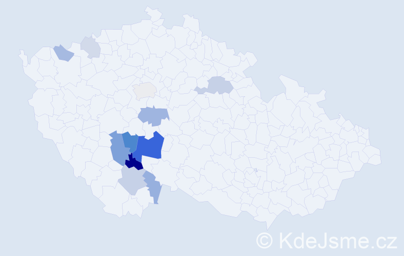 Příjmení: 'Klůfa', počet výskytů 28 v celé ČR