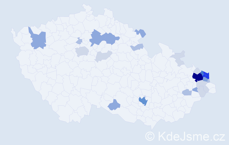 Příjmení: 'Mžik', počet výskytů 85 v celé ČR