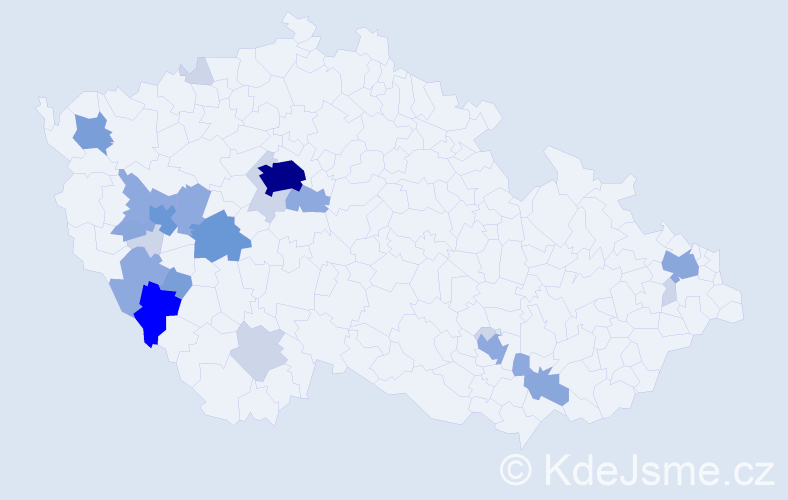 Příjmení: 'Tršová', počet výskytů 70 v celé ČR