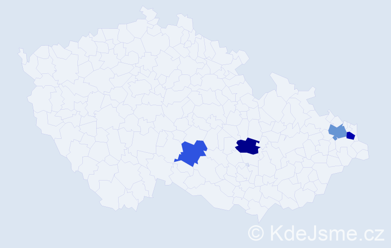 Příjmení: 'Bohanus', počet výskytů 10 v celé ČR
