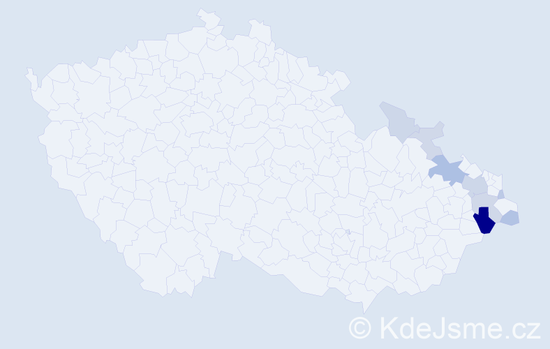 Příjmení: 'Česlarová', počet výskytů 23 v celé ČR
