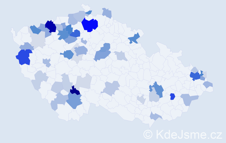 Příjmení: 'Marcin', počet výskytů 188 v celé ČR