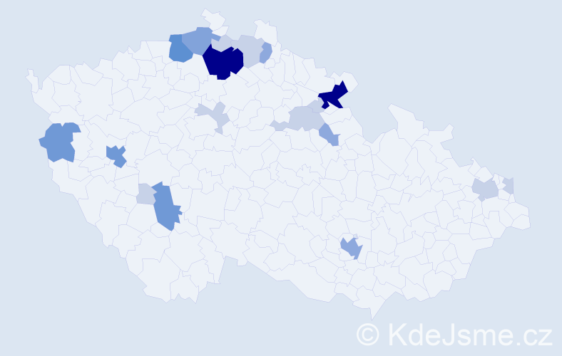 Příjmení: 'Ládr', počet výskytů 58 v celé ČR