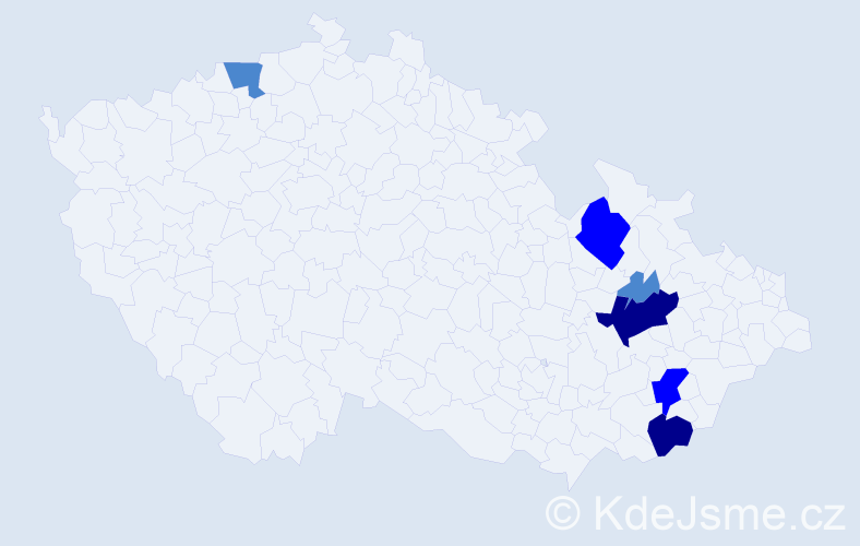 Příjmení: 'Postupková', počet výskytů 12 v celé ČR