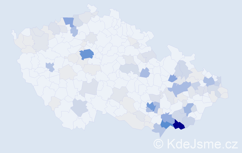 Příjmení: 'Bačíková', počet výskytů 424 v celé ČR