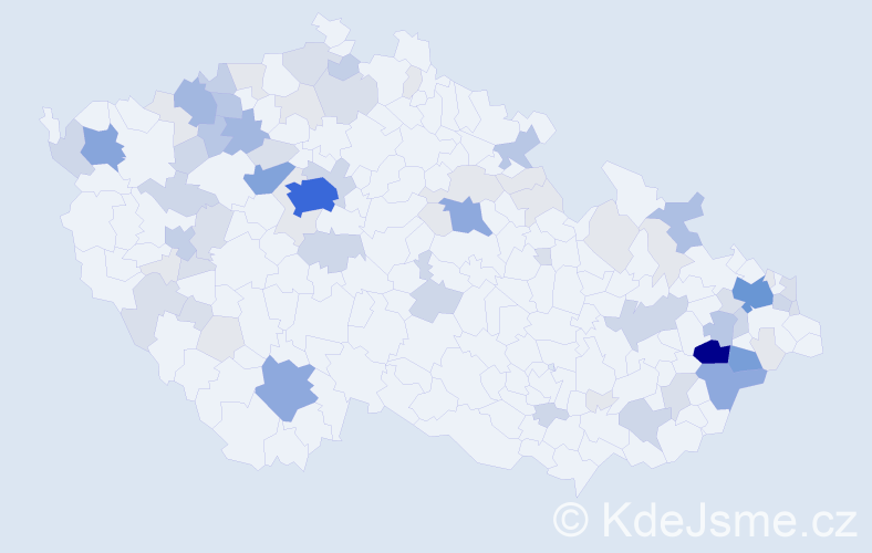 Příjmení: 'Zetek', počet výskytů 268 v celé ČR