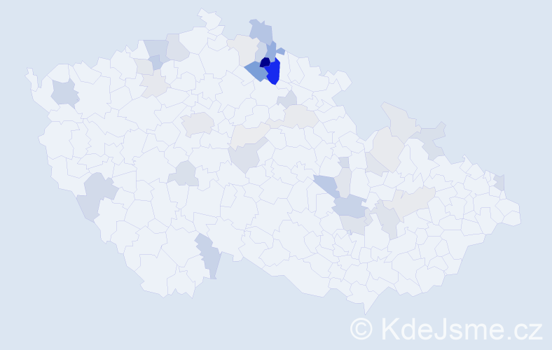 Příjmení: 'Hudský', počet výskytů 123 v celé ČR