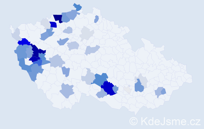 Příjmení: 'Maule', počet výskytů 180 v celé ČR