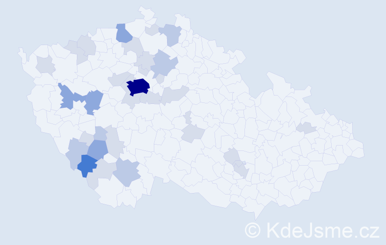 Příjmení: 'Kyznar', počet výskytů 73 v celé ČR