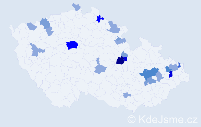 Příjmení: 'Adamský', počet výskytů 57 v celé ČR