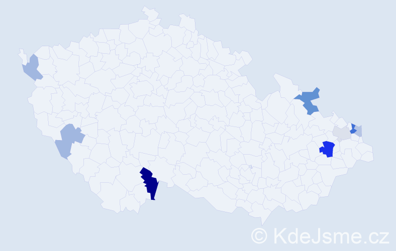 Příjmení: 'Pindrochová', počet výskytů 16 v celé ČR