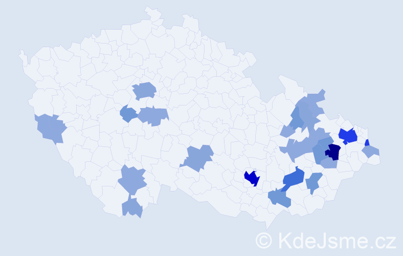 Příjmení: 'Dočkálková', počet výskytů 70 v celé ČR