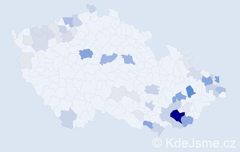 Příjmení: 'Červenáková', počet výskytů 187 v celé ČR