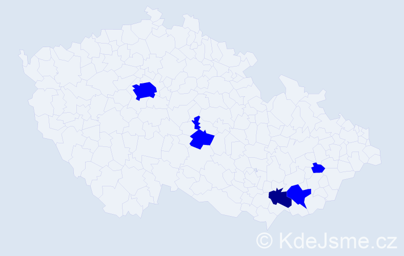 Příjmení: 'Gmentová', počet výskytů 6 v celé ČR