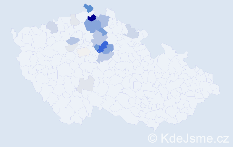 Příjmení: 'Čmugr', počet výskytů 64 v celé ČR