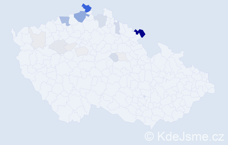 Příjmení: 'Deňo', počet výskytů 60 v celé ČR