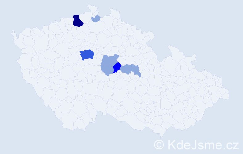 Příjmení: 'Trekovalová', počet výskytů 16 v celé ČR