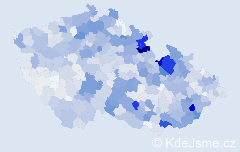 Příjmení: 'Macková', počet výskytů 3553 v celé ČR