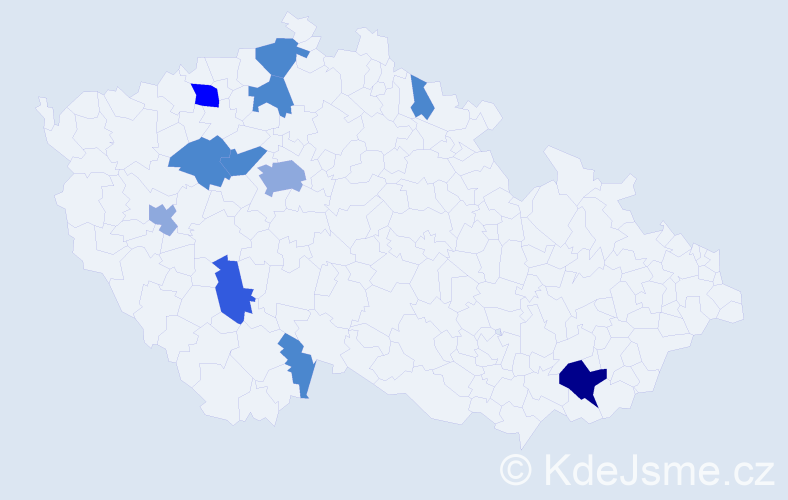 Příjmení: 'Kup', počet výskytů 26 v celé ČR