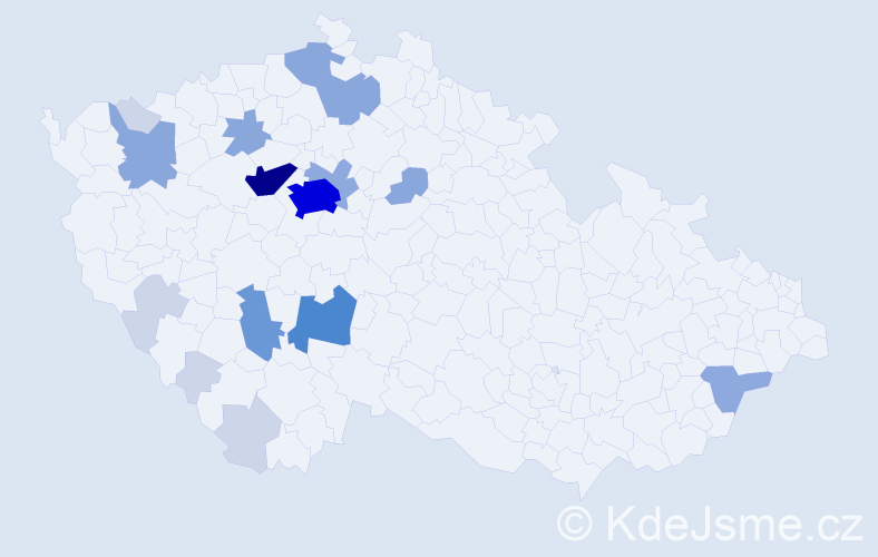 Příjmení: 'Hanzák', počet výskytů 61 v celé ČR