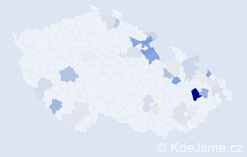 Příjmení: 'Kočnar', počet výskytů 118 v celé ČR