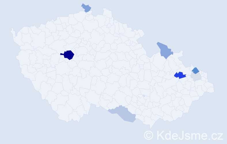 Příjmení: 'Bíllá', počet výskytů 13 v celé ČR