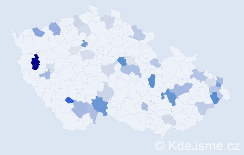 Příjmení: 'Melicherová', počet výskytů 104 v celé ČR