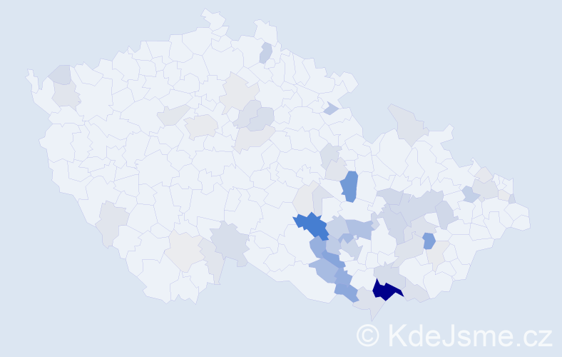 Příjmení: 'Kratochvíla', počet výskytů 288 v celé ČR